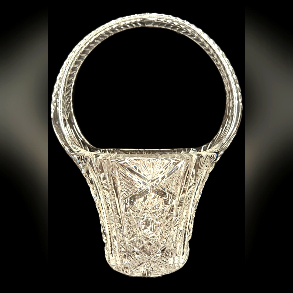 Vintage Crystal Basket With Handle